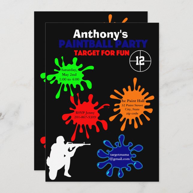 Invitation de fête d'anniversaire de bal coloré (Devant / Derrière)