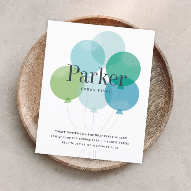 Invitation de fête d'anniversaire de ballon de bud (Créateur téléchargé)