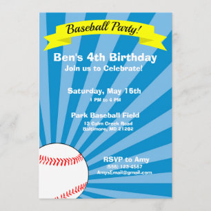 Invitation de fête d'anniversaire de base-ball