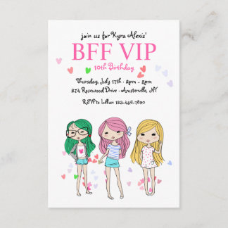 Invitation de fête d'anniversaire de BFF VIP