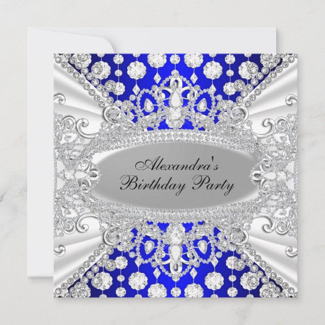 Invitation de fête d'anniversaire de bijou de diam (Devant)