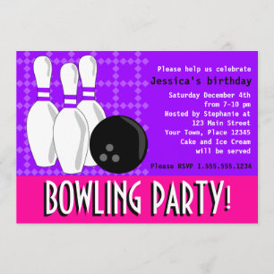 Invitation de fête d'anniversaire de bowling -