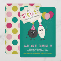 Invitation de fête d'anniversaire de bowling -