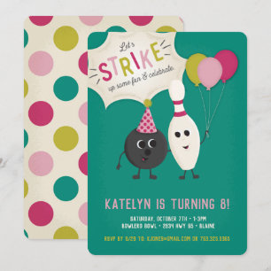 Invitation de fête d'anniversaire de bowling -