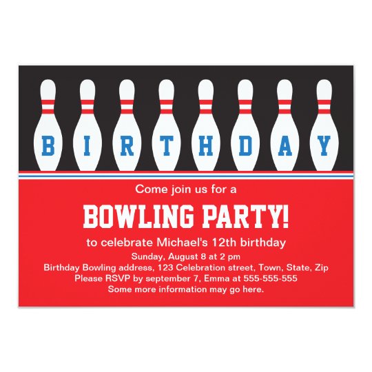 Invitation De Fete D Anniversaire De Bowling Avec Zazzle Fr