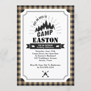 Invitation de fête d'anniversaire de camp