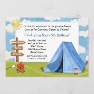 Invitation de fête d'anniversaire de camping