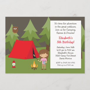 Invitation de fête d'anniversaire de camping pour