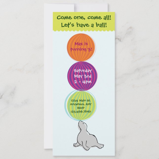 Invitation de fête d'anniversaire de chapiteau de (Devant)