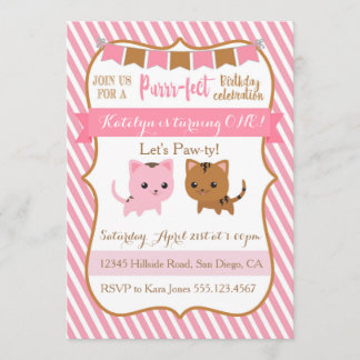 Invitation de fête d'anniversaire de chat de Kitty