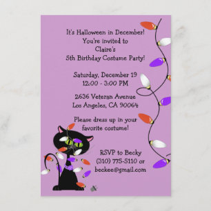 Invitation de fête d'anniversaire de chat noir per