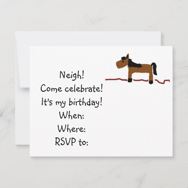 Invitation de fête d'anniversaire de cheval (Devant)