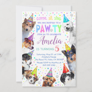 Invitation de fête d'anniversaire de chien