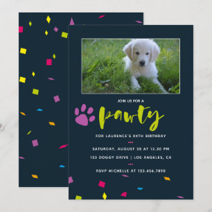 Invitation de fête d'anniversaire de chien ou chio