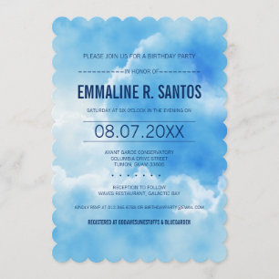 Invitation de fête d'anniversaire de ciel bleu