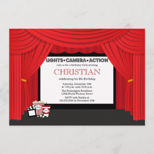 Invitation de fête d'anniversaire de cinéma et de