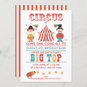 Invitation de fête d'anniversaire de cirque