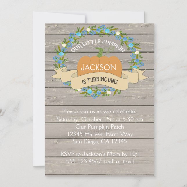 Invitation de fête d'anniversaire de citrouille (Devant)