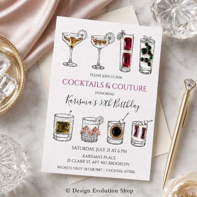 Invitation de fête d'anniversaire de cocktail de m (Créateur téléchargé)