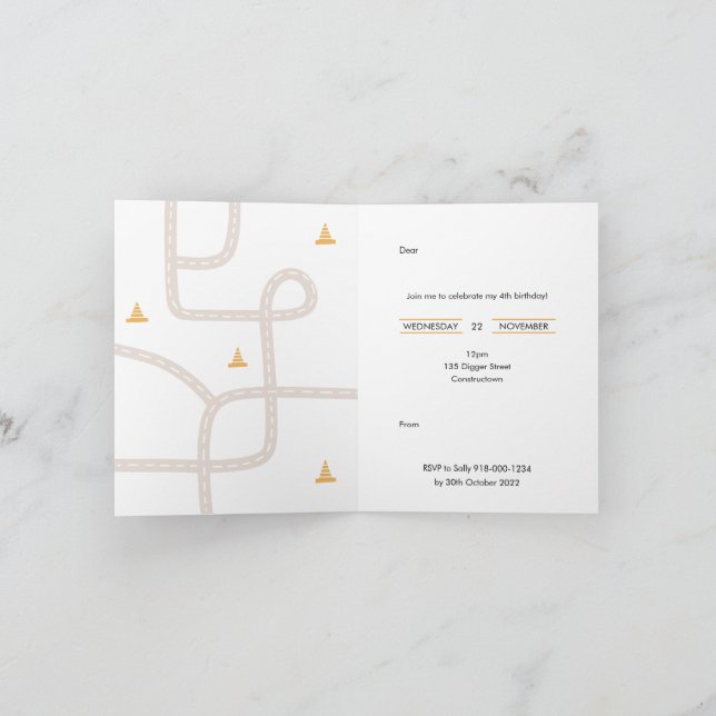 Invitation de fête d'anniversaire de construction (Intérieur)