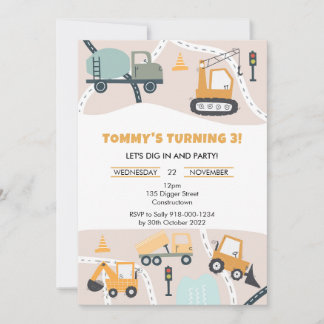 Invitation de fête d'anniversaire de construction