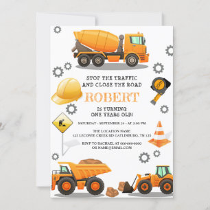 Invitation de fête d'anniversaire de construction