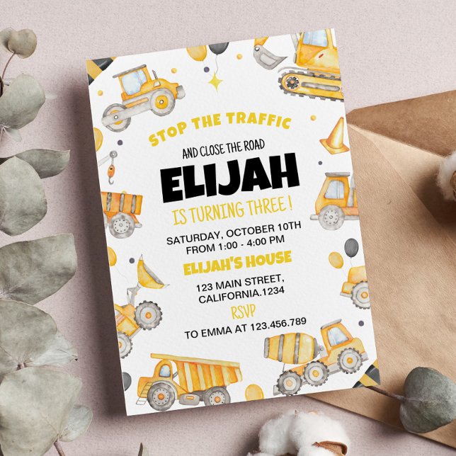 Invitation de fête d'anniversaire de construction (Créateur téléchargé)