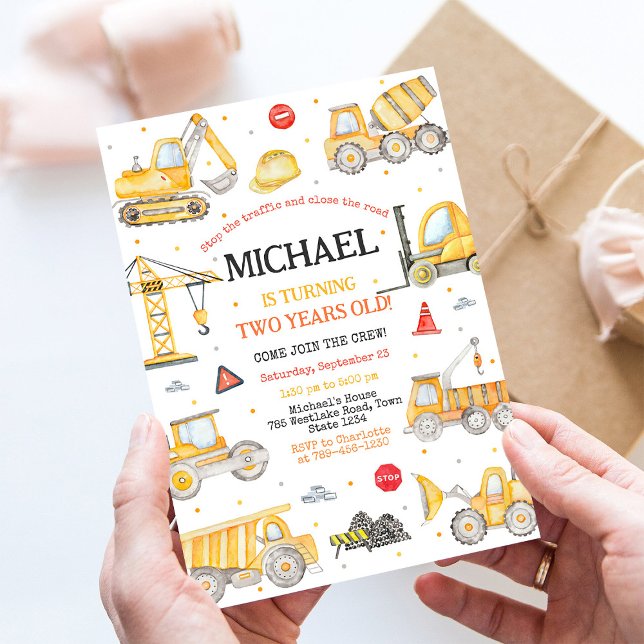 Invitation de fête d'anniversaire de construction (Créateur téléchargé)