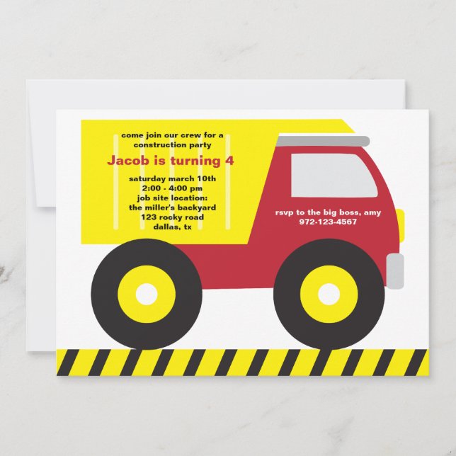 Invitation de fête d'anniversaire de construction (Devant)