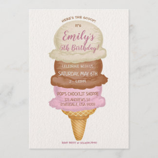 Invitation de fête d'anniversaire de cornet de