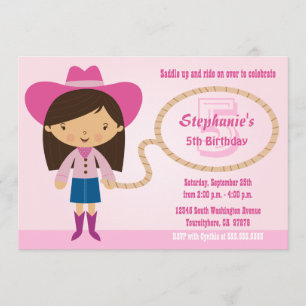 Invitation de fête d'anniversaire de cow-girl de