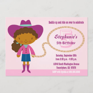 Invitation de fête d'anniversaire de cow-girl de