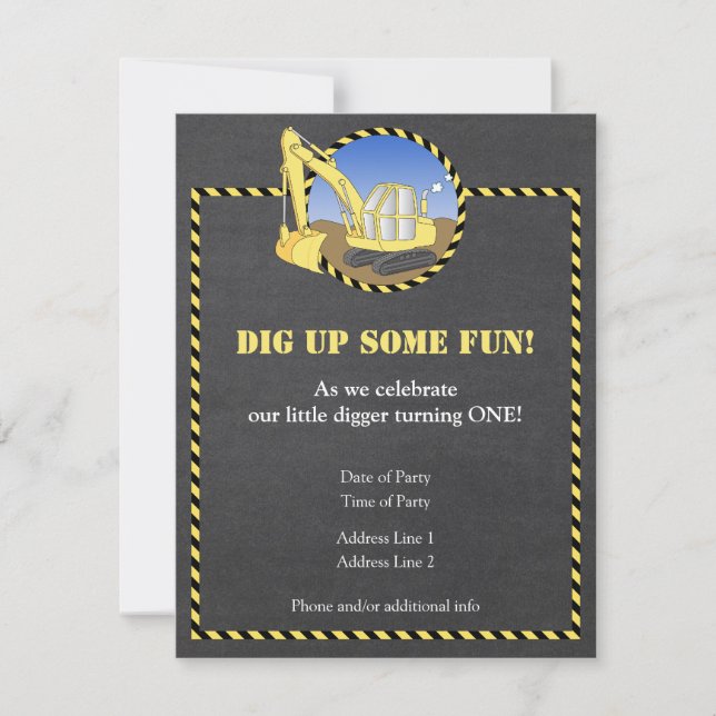 Invitation de fête d'anniversaire de craie de zone (Devant)