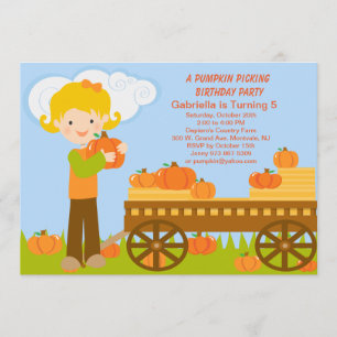 Invitation de fête d'anniversaire de cueillette de