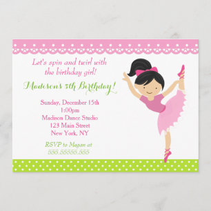 Invitation de fête d'anniversaire de danseuse de