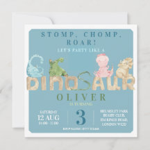 Invitation de fête d'anniversaire de Dinosaur
