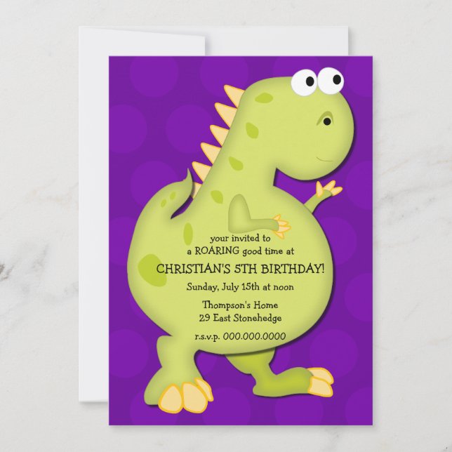 Invitation de fête d'anniversaire de dinosaure (Devant)