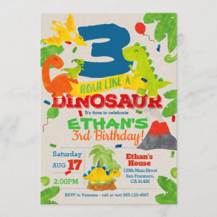 Invitation de fête d'anniversaire de dinosaure