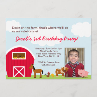 Invitation de fête d'anniversaire de ferme - avec