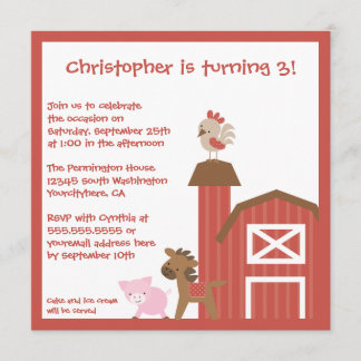 Invitation de fête d'anniversaire de ferme du