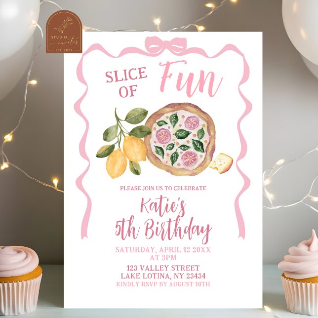 Invitation de fête d'anniversaire de fille avec pi (Créateur téléchargé)