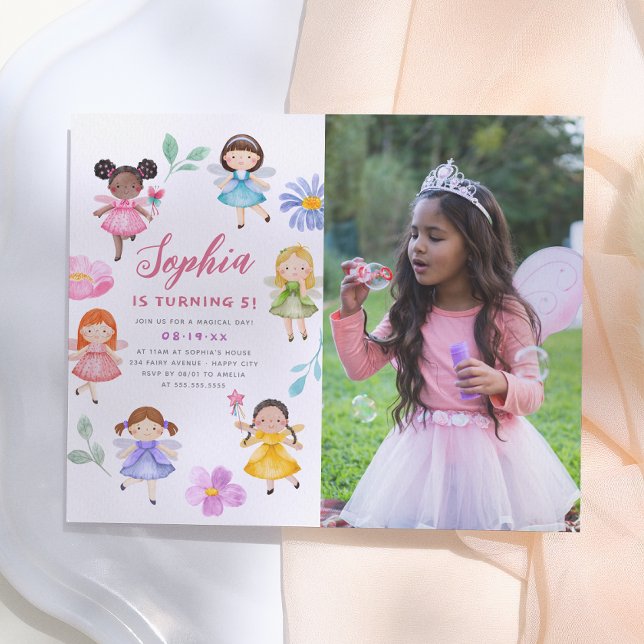 Invitation de fête d'anniversaire de fille thème f (Créateur téléchargé)