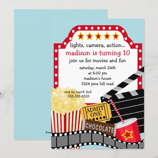 Invitation De Fete D Anniversaire De Film Zazzle Fr