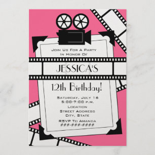 Invitation de fête d'anniversaire de film et de