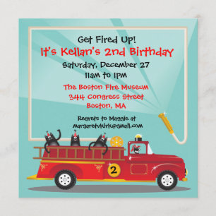 Invitation de fête d'anniversaire de Firetruck de