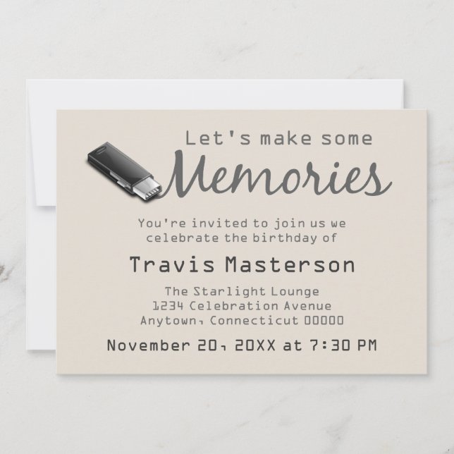 Invitation de fête d'anniversaire de Flash Drive (Devant)