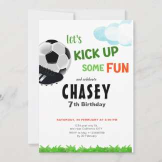Invitation de fête d'anniversaire de football, num