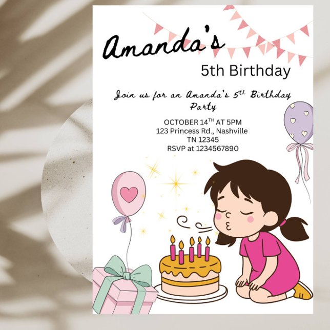 Invitation de fête d'anniversaire de gâteau d'anni (Créateur téléchargé)