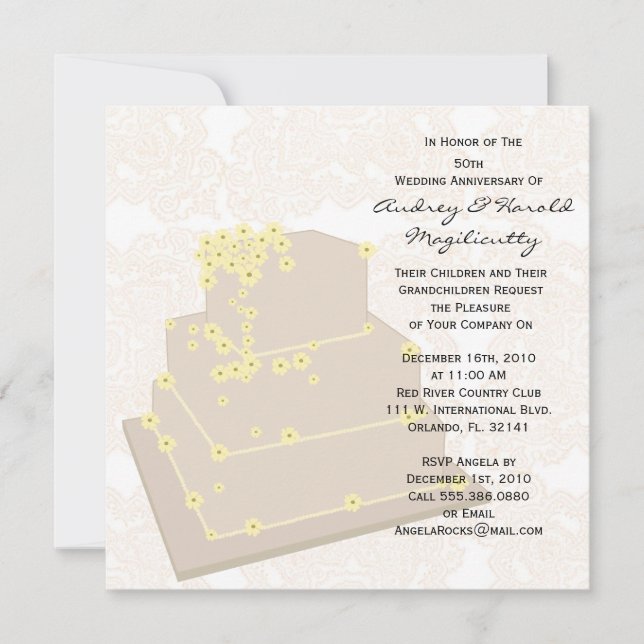 Invitation de fête d'anniversaire de gâteau de mar (Devant)