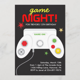 Invitation de fête d'anniversaire de jeux vidéo